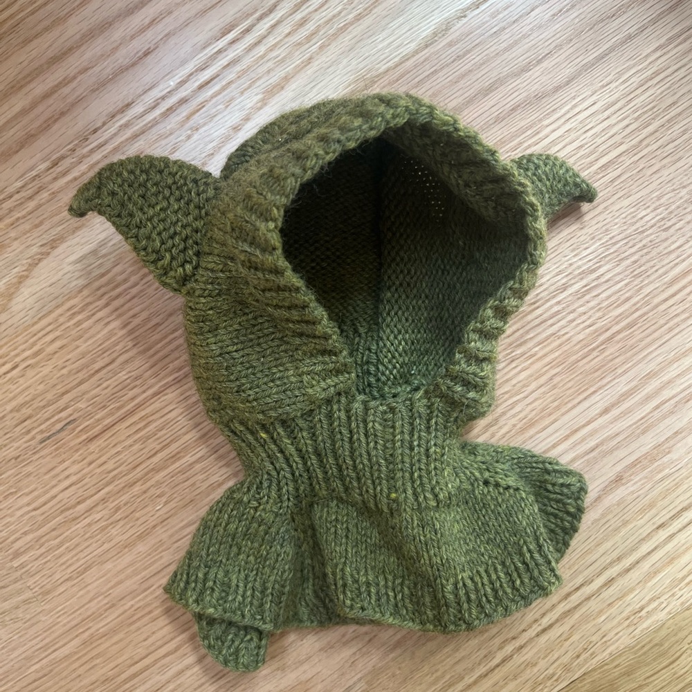 Hand Knit Wool Yoda Hat - 0-3 Months